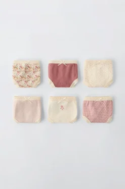 Niños ZARA 6 - 14 Años·Ropa Interior / Calcetines<6-14 AÑOS/ PACK SEIS BRAGUITAS FLORECITAS