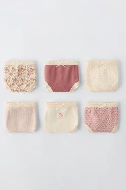 Niños ZARA 6 - 14 Años·Ropa Interior / Calcetines<6-14 AÑOS/ PACK SEIS BRAGUITAS FLORECITAS