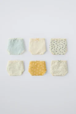 Niños ZARA 1½ - 6 Años·Ropa Interior / Calcetines<2-6 AÑOS/ PACK SEIS BRAGUITAS FLORES