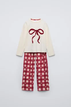 Niños ZARA 6 - 14 Años·Pijamas<6-14 AÑOS/ PIJAMA CUADROS LAZO FLOCK