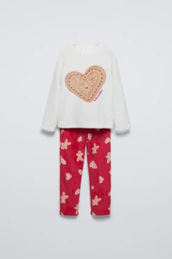 Niños ZARA 6 - 14 Años·Pijamas<6-14 AÑOS/ PIJAMA POLAR GALLETA CORAZÓN