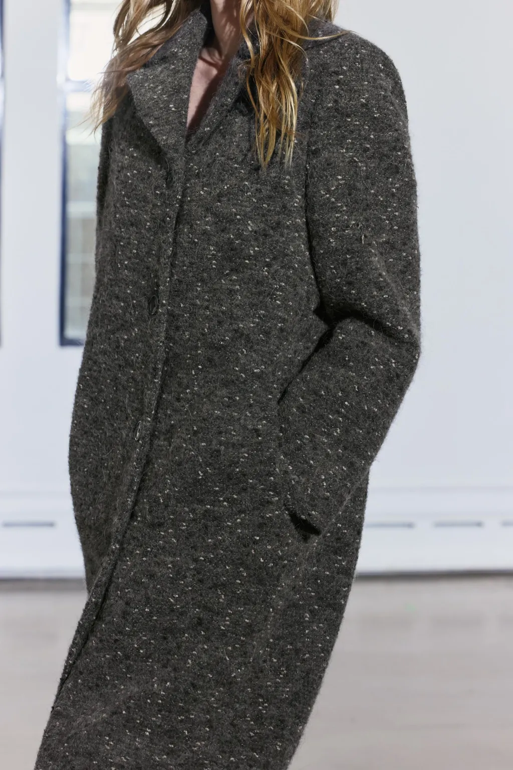 Best ABRIGO BOUCLÉ CON LANA MANTECO ZW COLLECTION Mujer Abrigos / Anoraks