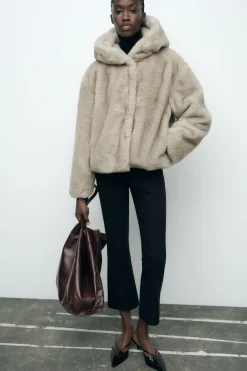 Discount ABRIGO CORTO EFECTO PELO Mujer Abrigos / Anoraks
