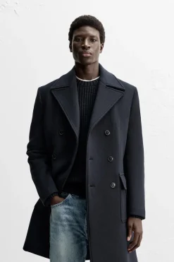 Discount ABRIGO CRUZADO MEZCLA LANA Hombre Cazadoras|Abrigos / Gabardinas