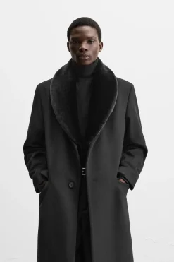 Discount ABRIGO CUELLO COMBINADO Hombre Cazadoras|Abrigos / Gabardinas