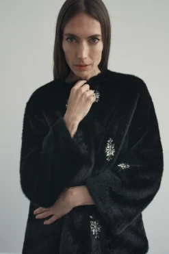 Discount ABRIGO EFECTO PELO ABALORIOS JOYA Mujer Abrigos / Anoraks|Cárdigan / Jerséis