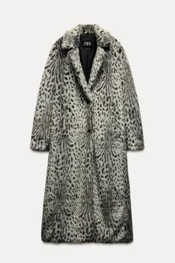 Hot ABRIGO EFECTO PELO ESTAMPADO ANIMAL Mujer Abrigos / Anoraks
