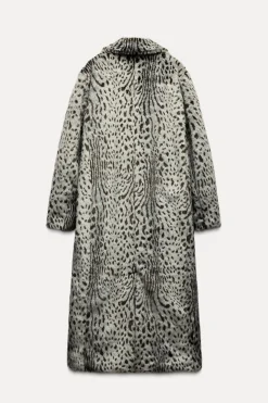 Hot ABRIGO EFECTO PELO ESTAMPADO ANIMAL Mujer Abrigos / Anoraks