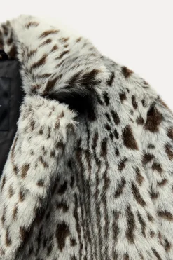 Hot ABRIGO EFECTO PELO ESTAMPADO ANIMAL Mujer Abrigos / Anoraks