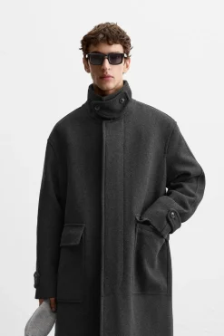 Clearance ABRIGO RELAXED FIT CON LANA Hombre Cazadoras|Abrigos / Gabardinas