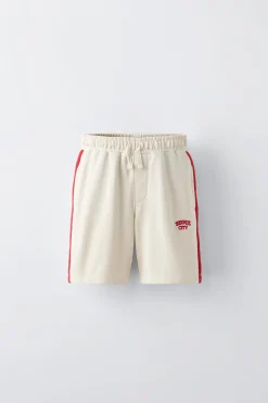 Niños ZARA 6 - 14 Años·Pantalones|6 - 14 Años·Deporte / Chándal<BERMUDA FELPA BANDAS