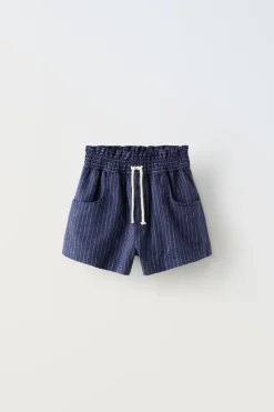 Niños ZARA 6 - 14 Años·Faldas / Bermudas|6 - 14 Años·Total Look<BERMUDA RAYAS CON LINO