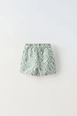 Niños ZARA 1½ - 6 Años·Pantalones / Leggings|6 - 18 Meses·Braguitas / Bermudas<BERMUDA ROMBOS CON LINO