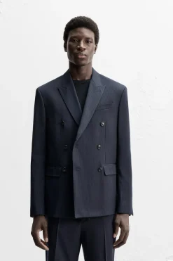 Fashion BLAZER CRUZADA TRAJE RAYA DIPLOMÁTICA Hombre Blazers