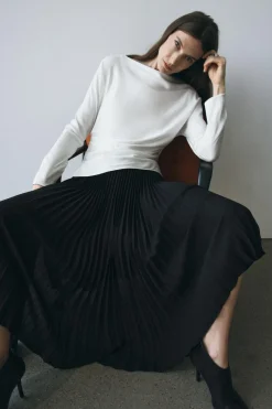 Best BLUSA SATINADA DRAPEADA ZW COLLECTION Mujer Camisas / Blusas
