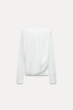 Best BLUSA SATINADA DRAPEADA ZW COLLECTION Mujer Camisas / Blusas