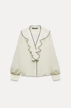 Best BLUSA VOLANTE VIVOS CONTRASTE Mujer Camisas / Blusas