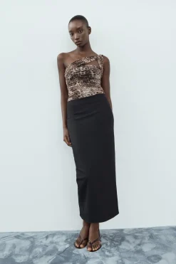 Best BODY DRAPEADO TUL ESTAMPADO ANIMAL Mujer Tops / Bodies