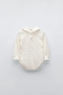 Niños ZARA 0 - 6 Meses·Bodies / Camisas|0 - 6 Meses·Básicos<BODY VOLANTE HOJITAS