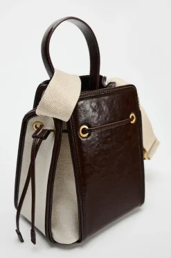 New BOLSO MINI BUCKET TEXTURA Mujer Bolsos