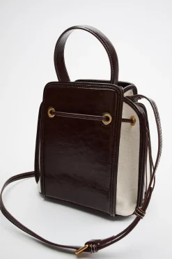New BOLSO MINI BUCKET TEXTURA Mujer Bolsos