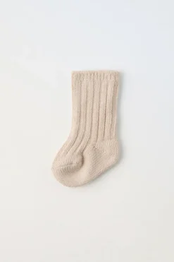 Niños ZARA 0 - 6 Meses·Punto|0 - 6 Meses·Ropa Interior / Pijamas<CALCETÍN RIB ALGODÓN SEDA