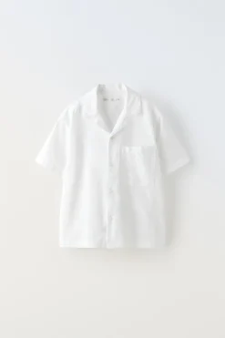 Niños ZARA 6 - 14 Años·Camisas / Sobrecamisas<CAMISA ALGODÓN CON LINO