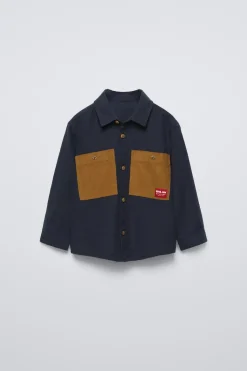 Niños ZARA 1½ - 6 Años·Camisas / Sobrecamisas<CAMISA BOLSILLOS MICROPANA