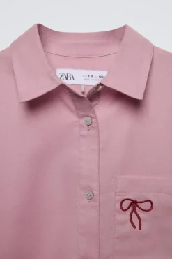 Niños ZARA 6 - 14 Años·Blusas / Camisas<CAMISA BORDADO BOLSILLO