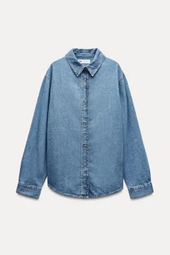 Discount CAMISA BÁSICA DENIM TRF Mujer Camisas / Blusas