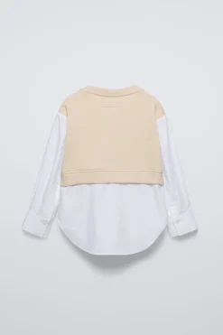 Niños ZARA 6 - 14 Años·Blusas / Camisas<CAMISA COMBINADA LAZO