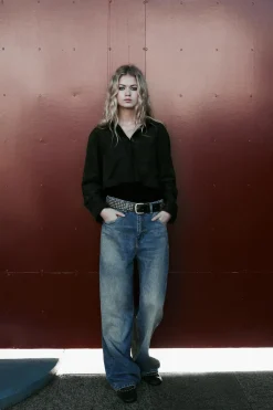 Clearance CAMISA CROP EFECTO ANTE Mujer Camisas / Blusas