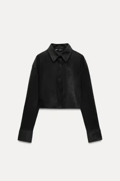Clearance CAMISA CROP EFECTO ANTE Mujer Camisas / Blusas
