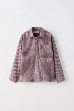 Niños ZARA 6 - 14 Años·Camisas / Sobrecamisas<CAMISA CUADRADITOS SEERSUCKER