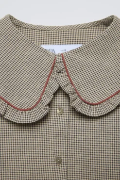 Niños ZARA 6 - 14 Años·Blusas / Camisas<CAMISA CUADRO VICHY CUELLO BOBO