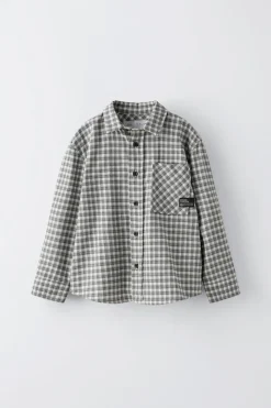 Niños ZARA 6 - 14 Años·Camisas / Sobrecamisas<CAMISA CUADROS BOLSILLO