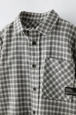 Niños ZARA 6 - 14 Años·Camisas / Sobrecamisas<CAMISA CUADROS BOLSILLO