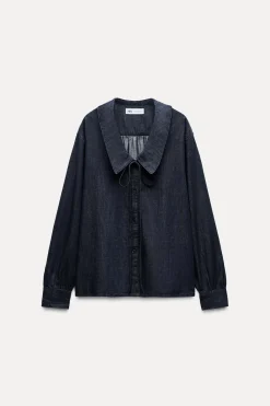 Sale CAMISA DENIM TRF CUELLO BOBO Mujer Camisas / Blusas