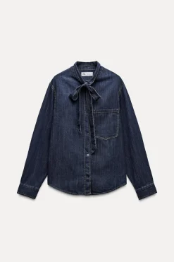 Clearance CAMISA DENIM TRF LAZO Mujer Camisas / Blusas