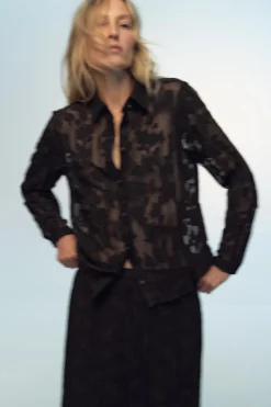Clearance CAMISA PLISADA SEMITRANSPARENTE DEVORÉ Mujer Camisas / Blusas