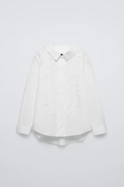 Niños ZARA 6 - 14 Años·Blusas / Camisas<CAMISA POPELÍN CHORRERAS