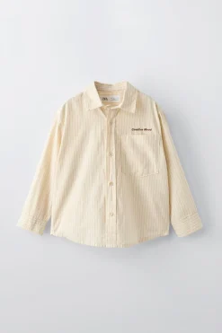 Niños ZARA 6 - 14 Años·Camisas / Sobrecamisas<CAMISA RAYAS BORDADO
