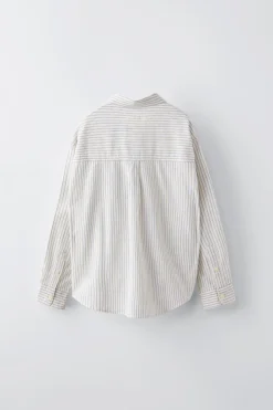 Niños ZARA 6 - 14 Años·Camisas / Sobrecamisas<CAMISA RAYAS BORDADO