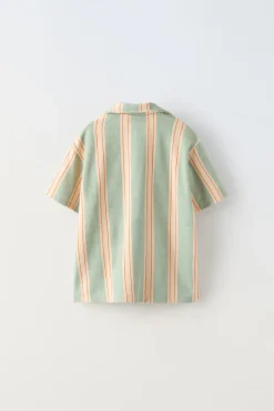 Niños ZARA 6 - 14 Años·Camisetas|6 - 14 Años·Camisas / Sobrecamisas<CAMISA RAYAS TOALLA ETIQUETA