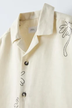 Niños ZARA 6 - 14 Años·Camisas / Sobrecamisas<CAMISA RÚSTICA PALMERAS