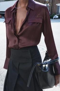 Best CAMISA SATINADA BOLSILLOS ZW COLLECTION Mujer Camisas / Blusas