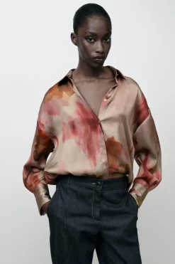 Best CAMISA SATINADA ESTAMPADO TIE DYE Mujer Camisas / Blusas