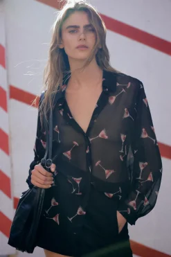 Sale CAMISA SEMITRANSPARENTE ESTAMPADA Mujer Camisas / Blusas