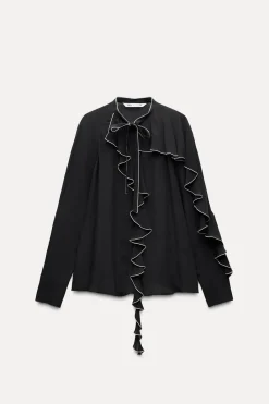 Sale CAMISA VOLANTES CONTRASTE ZW COLLECTION Mujer Camisas / Blusas