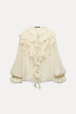 Sale CAMISA VOLANTES LAZADAS Mujer Camisas / Blusas